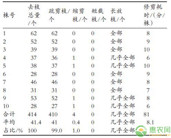  8 年生乔砧红富士各种剪法去枝量（2011 11 26—27）